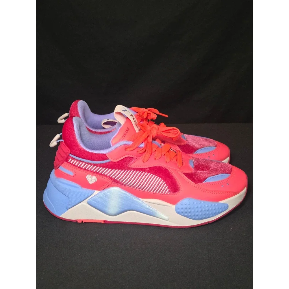 Puma RS-X Reinvent Neon Pink Blue‎ Velvet Heart Sneakers 387408-01 Womens 6